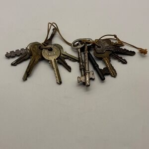 Vintage Lot 16 Keys Yale Independent Keil Reese Skeleton Barrel Padlock Keys